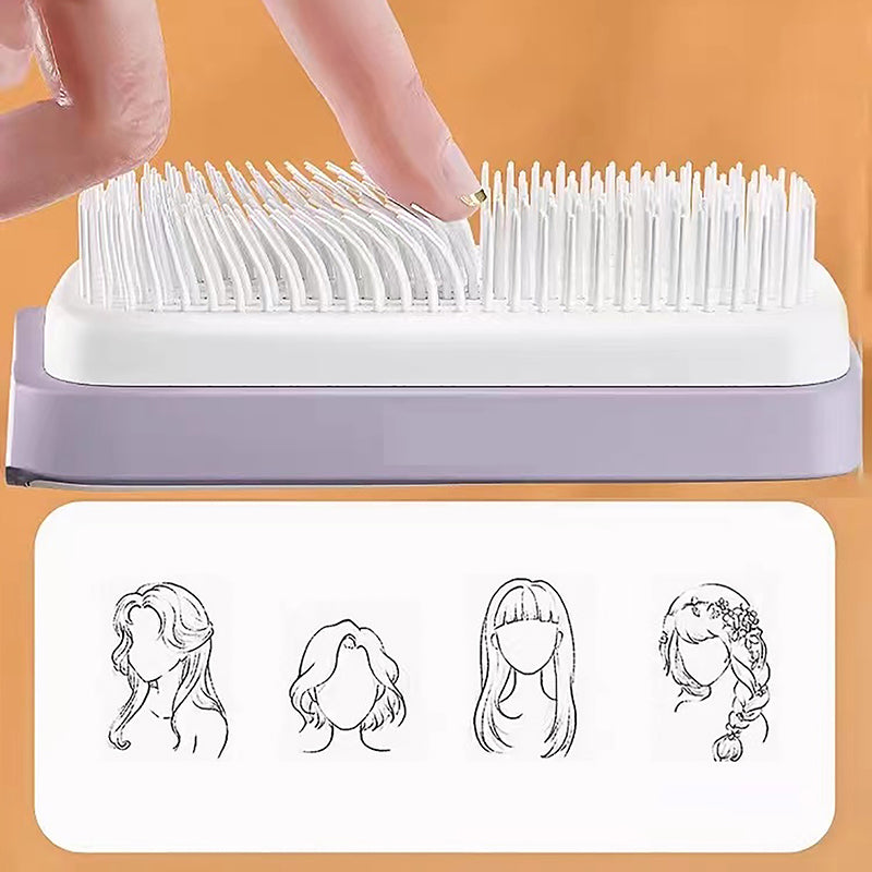 Super Escova de cabelo autolimpante Escova de cabelo feminina Escova de cabelo com uma tecla Limpeza de perda de cabelo Airbag Massageador de couro cabeludo Pente Escova de cabelo antiestática para todos os cabelos